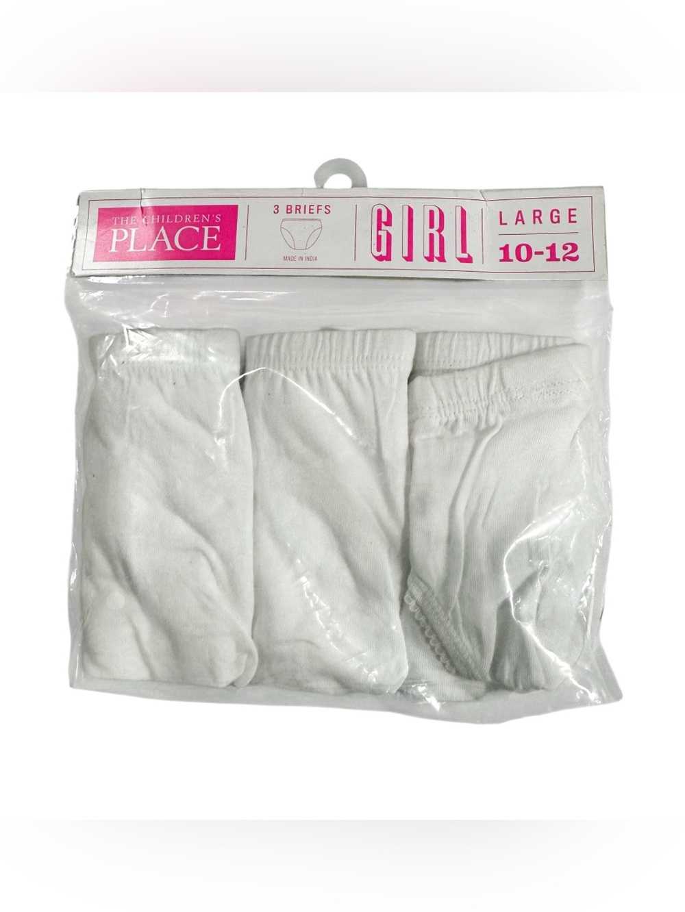 The Children’s Place Girls White Cotton Briefs 3 Pack Size 10-12 Large NWT